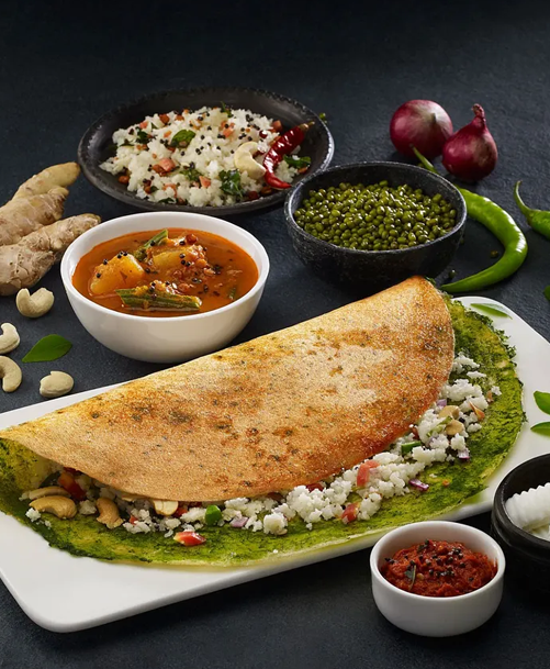 Variety of South Indian meat and vegetarian dishes